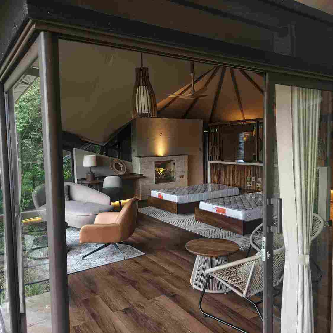 Luxury safari tent lodge interior